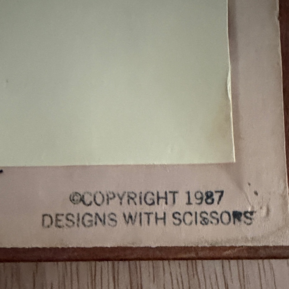 Vintage “Designs with Scissors” Framed Bless Our Home Wall Art in Red and Cream - Picture 3 of 3